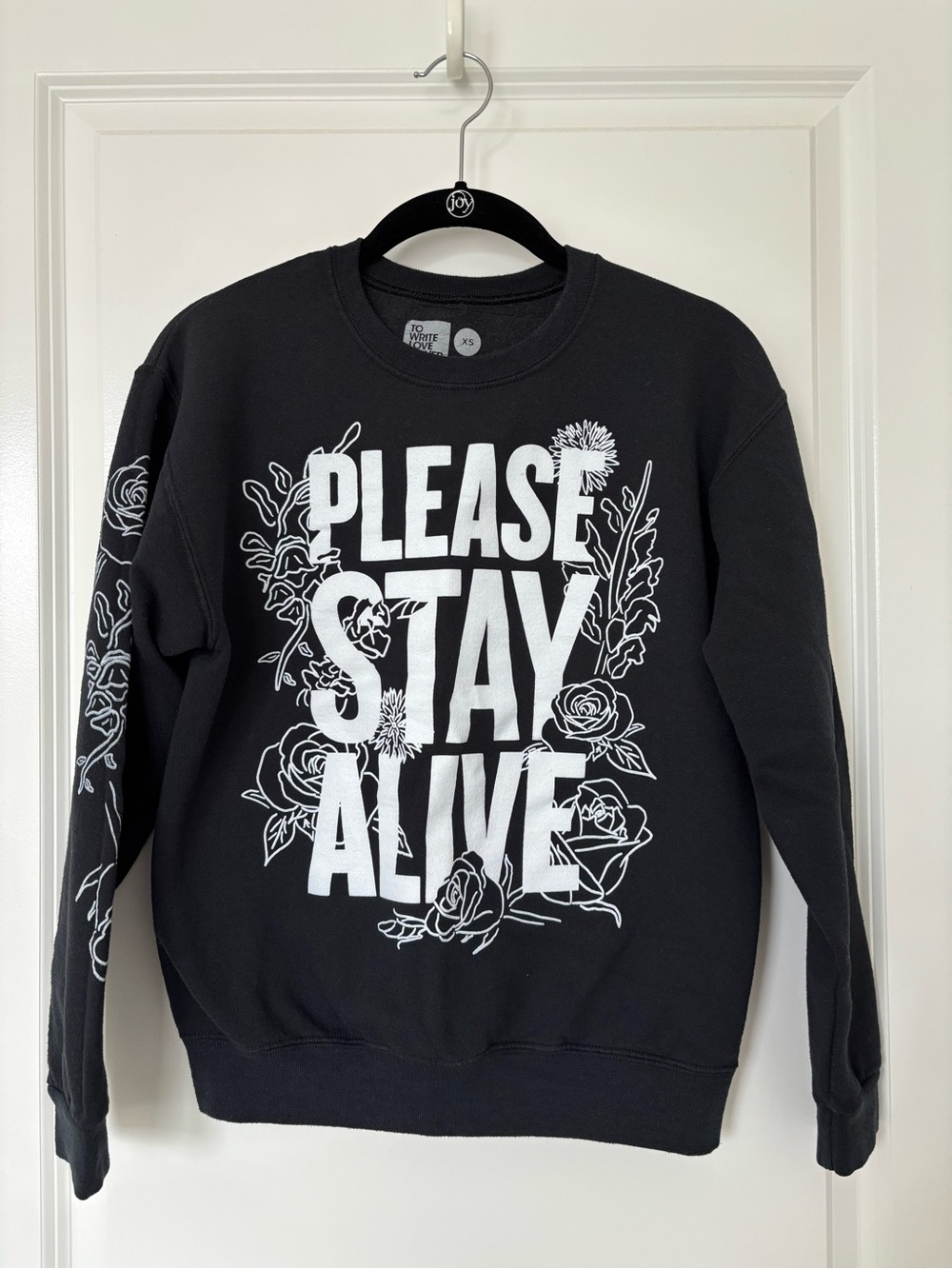 black TWLOHA Please Stay Alive crewneck size XS